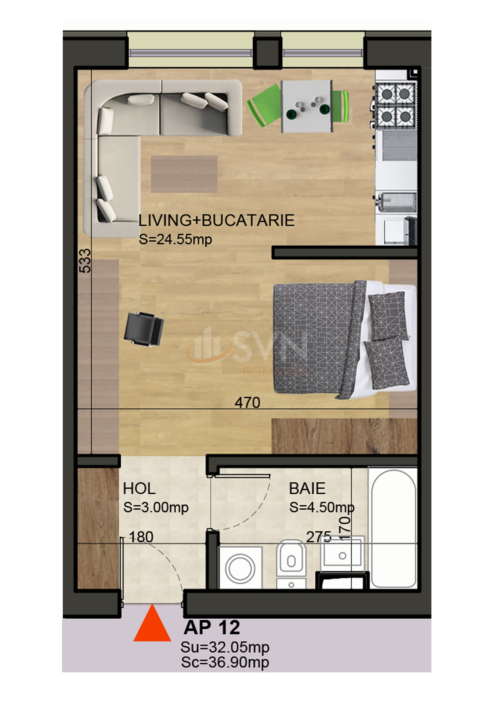 1 camera cu loc parcare exterior inclus Bucuresti/Barbu Vacarescu