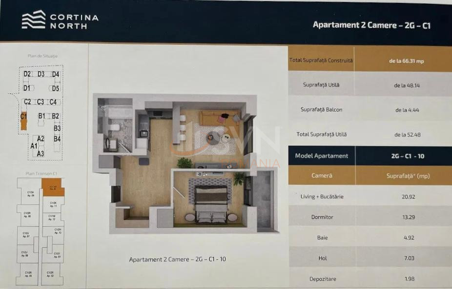 2 camere cu loc parcare exterior inclus Bucuresti/Pipera