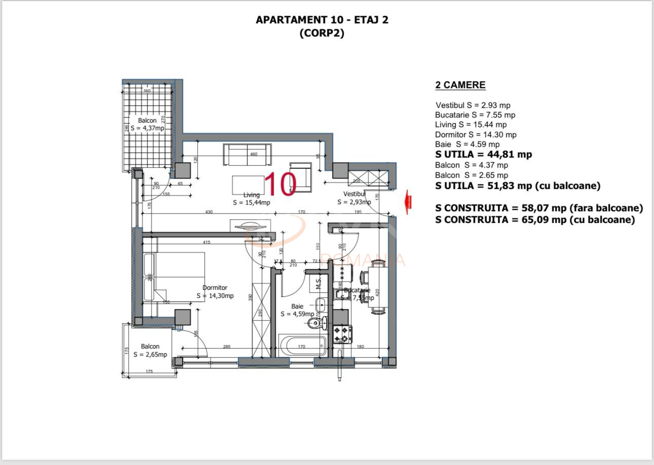 2 camere cu loc parcare exterior inclus Ilfov/Otopeni
