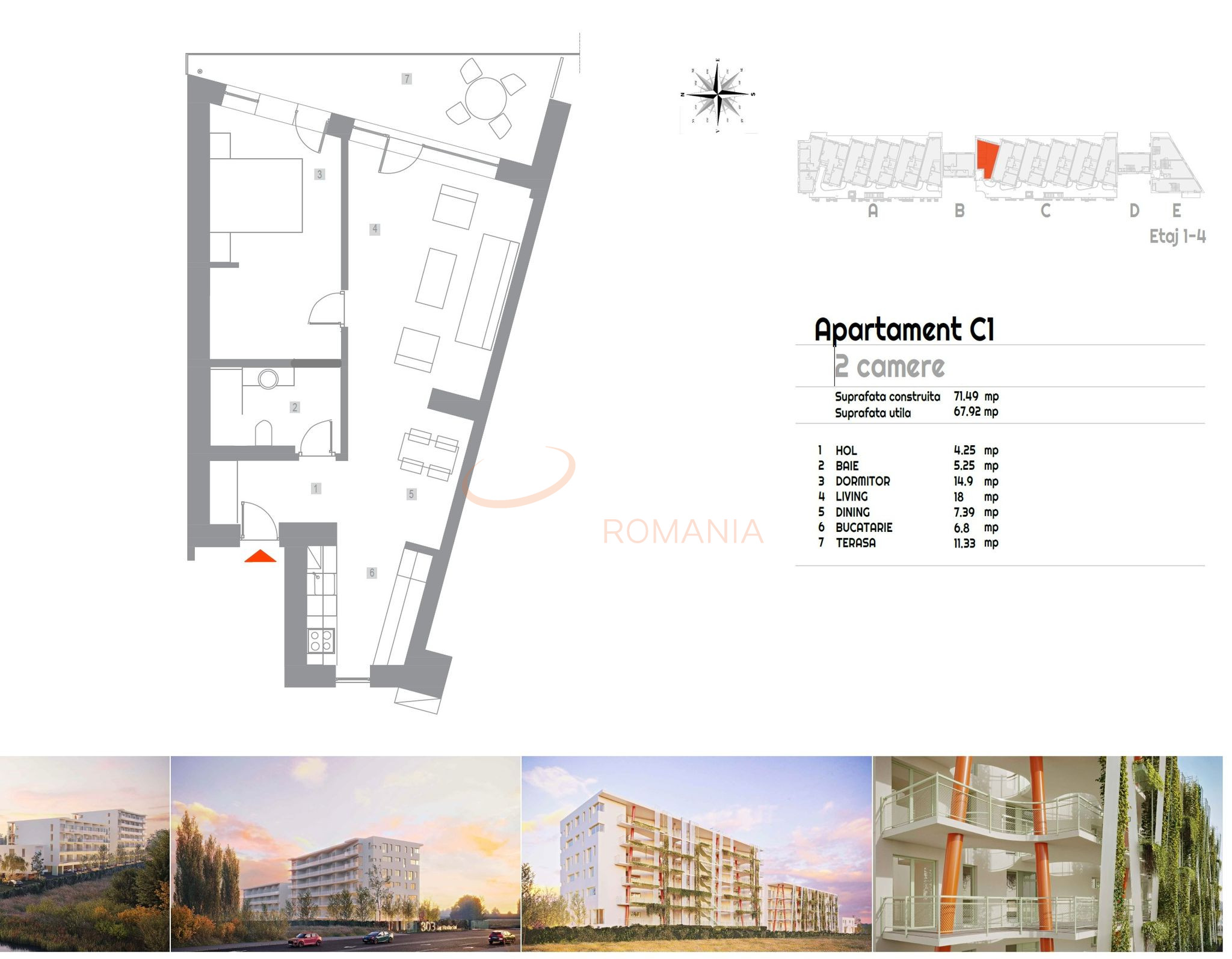2 camere cu loc parcare exterior inclus Bucuresti/Sisesti