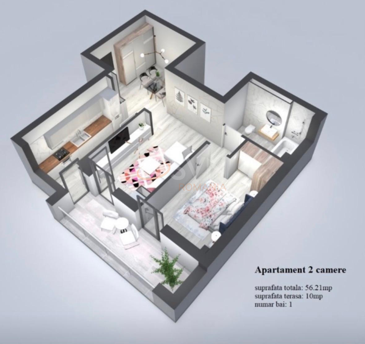 2 camere cu loc parcare subteran inclus Bucuresti/Unirii