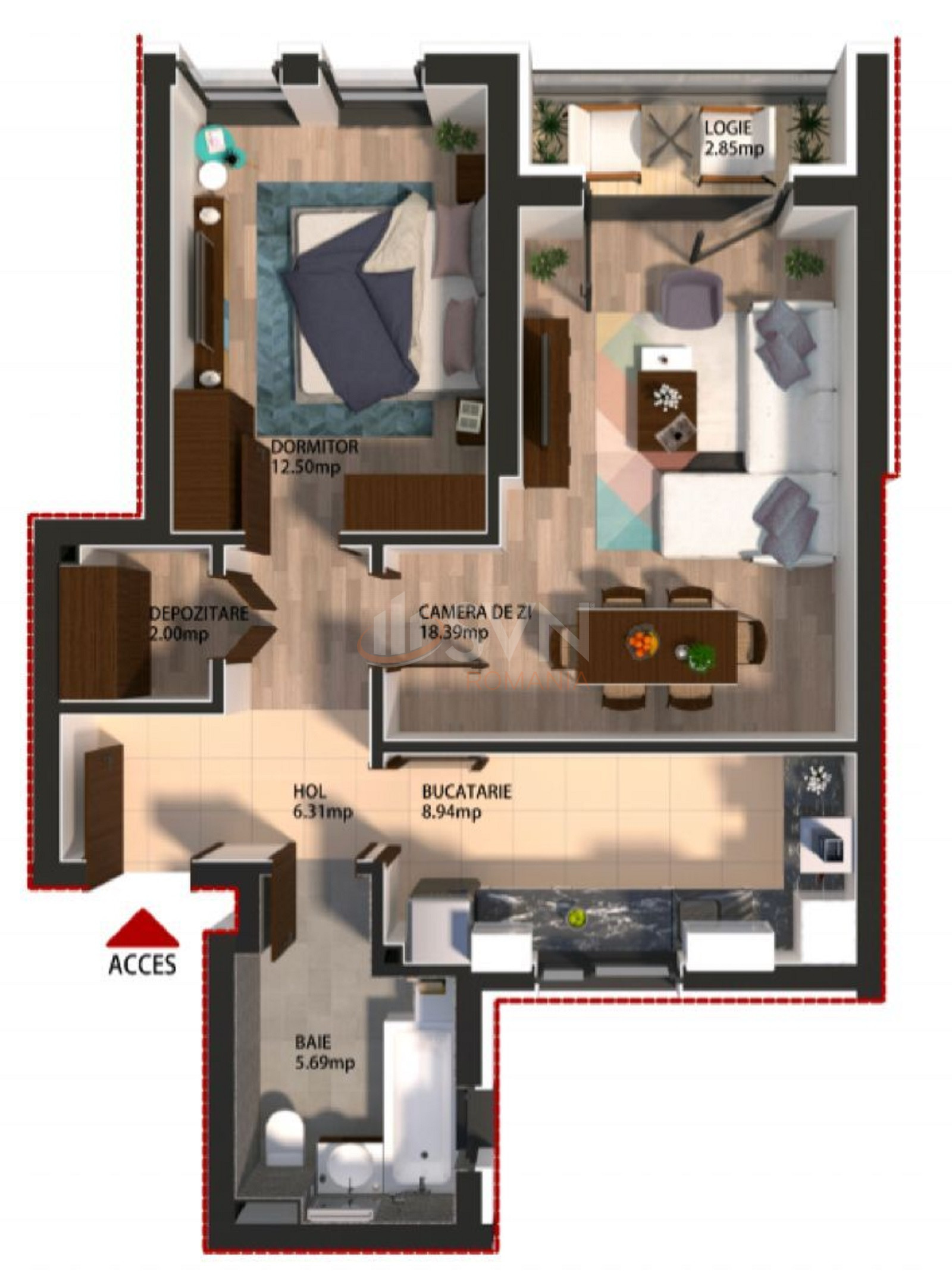 2 camere cu loc parcare subteran inclus Bucuresti/Pipera