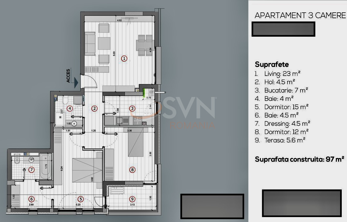 3 camere cu loc parcare exterior inclus Bucuresti/Sisesti