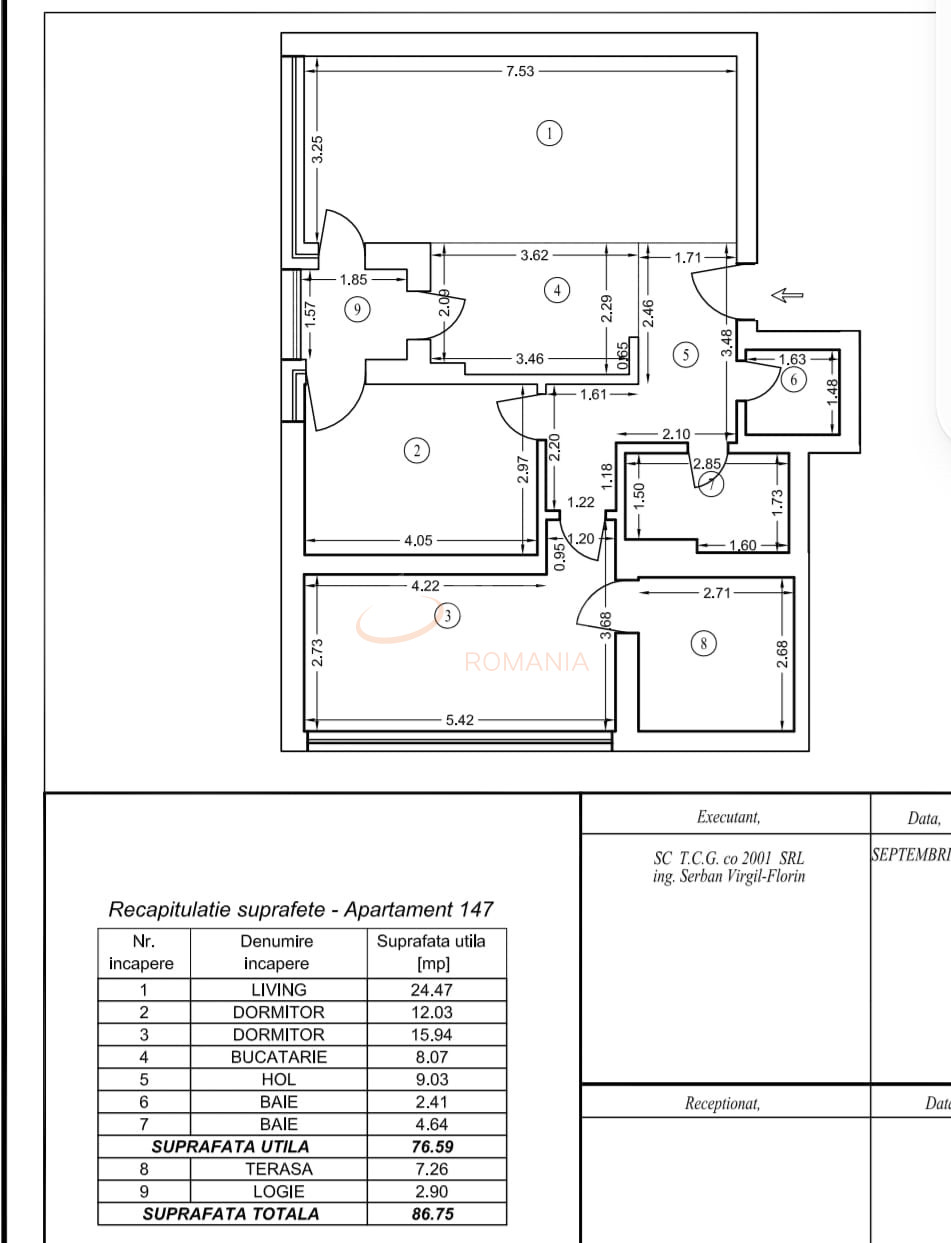 3 camere cu loc parcare exterior inclus Bucuresti/Straulesti
