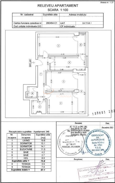 3 camere cu loc parcare exterior inclus Bucuresti/Chitila