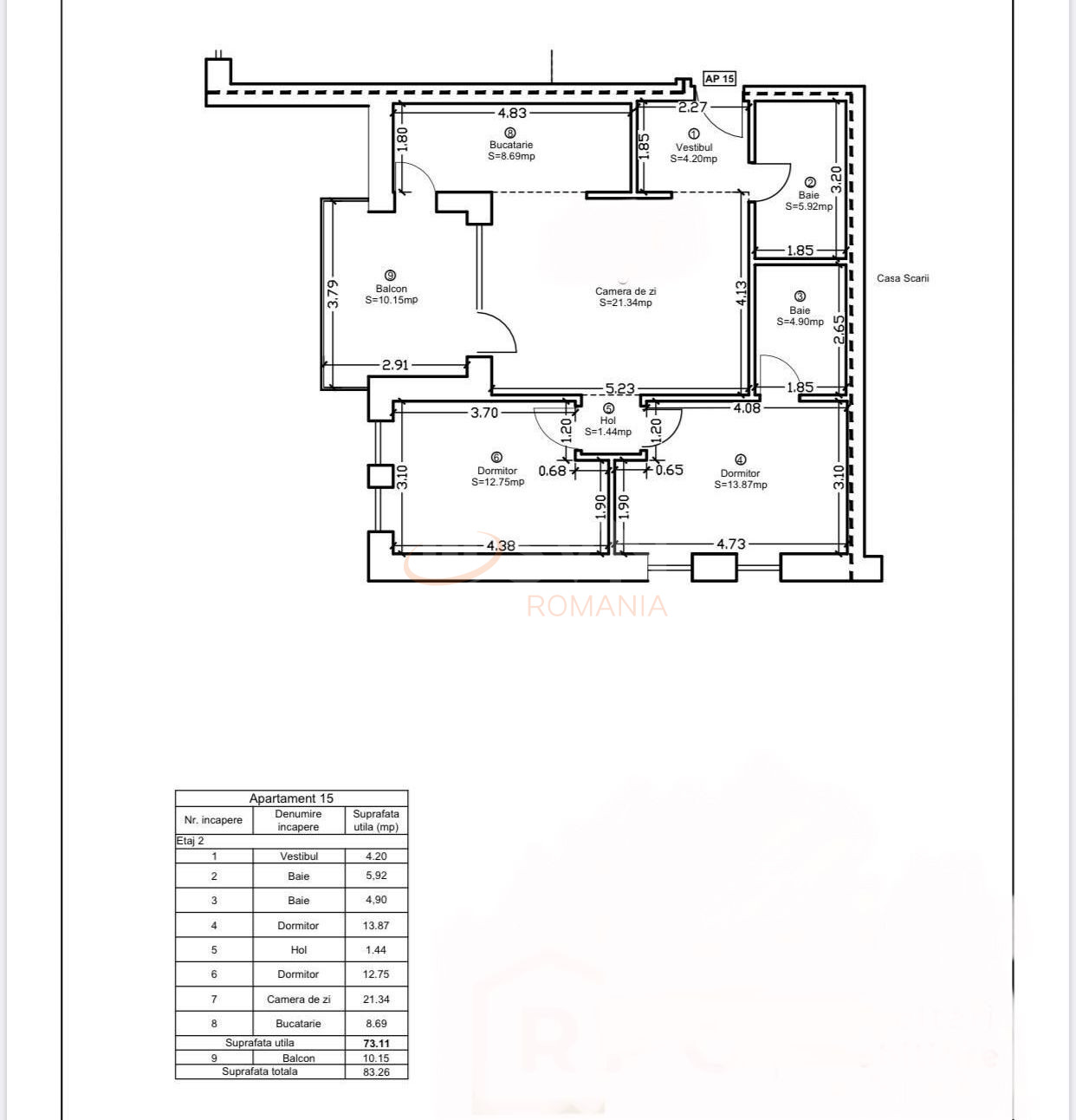 3 camere cu loc parcare exterior inclus Bucuresti/Pipera
