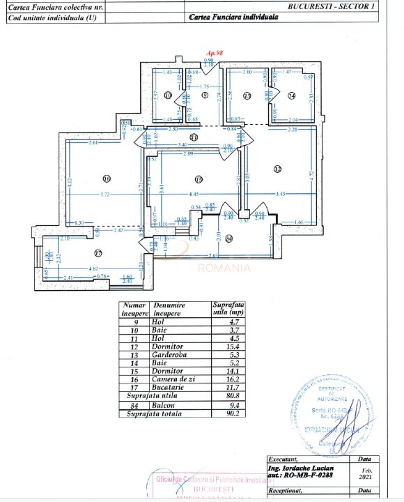 3 camere cu loc parcare subteran inclus Bucuresti/Aviatiei