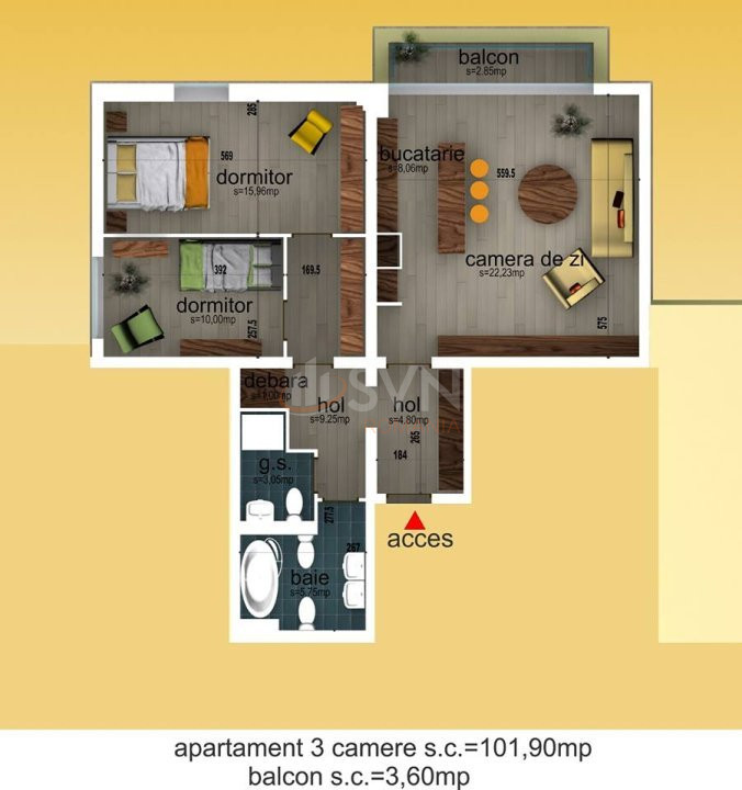 3 camere cu loc parcare subteran inclus Bucuresti/Barbu Vacarescu