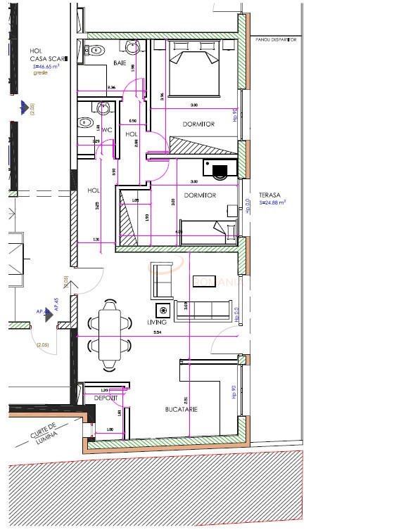 3 camere cu loc parcare subteran inclus Cluj/Semicentral