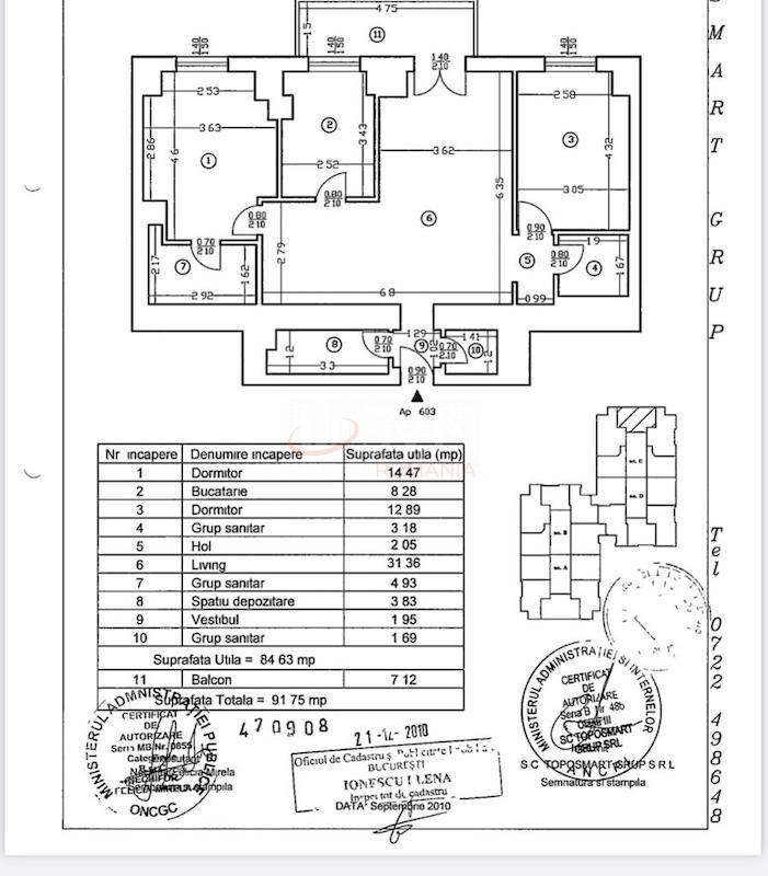 3 camere cu loc parcare subteran inclus Bucuresti/Barbu Vacarescu