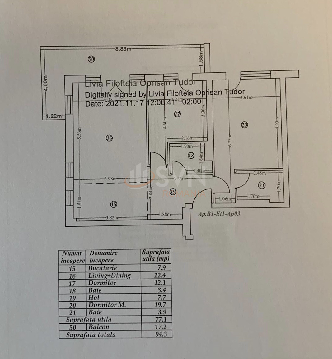 3 camere cu loc parcare subteran inclus Bucuresti/Pipera