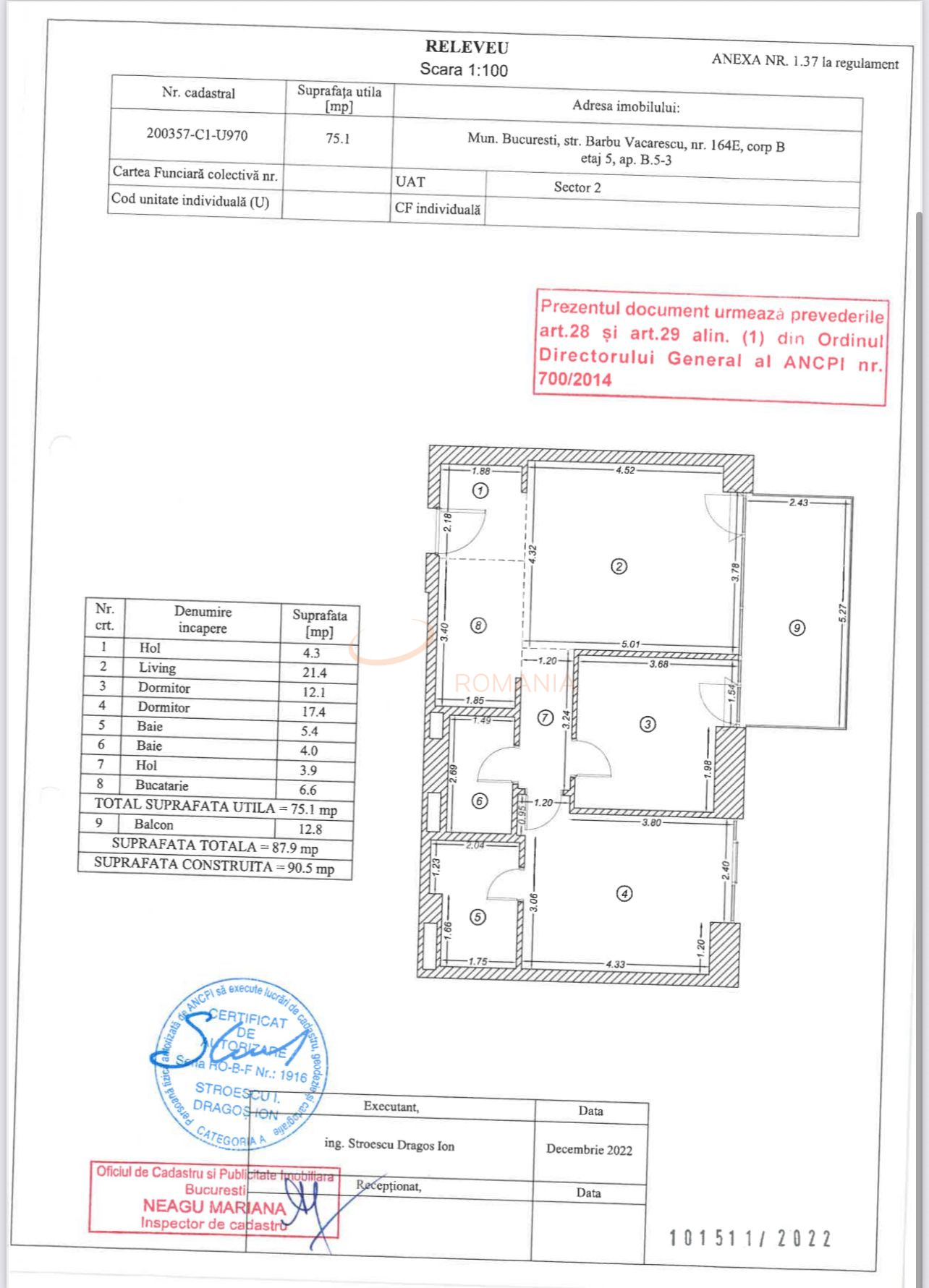 3 camere cu loc parcare subteran inclus Bucuresti/Floreasca