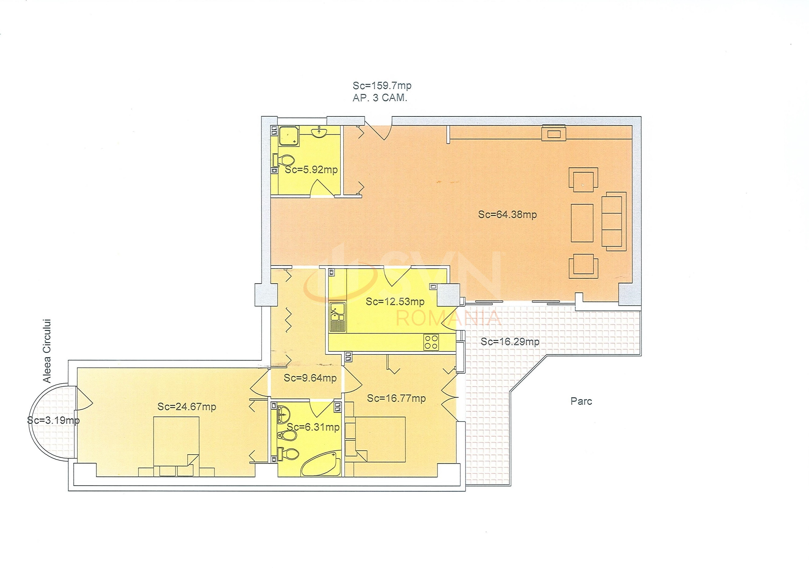 3 camere cu loc parcare subteran inclus Bucuresti/Stefan Cel Mare