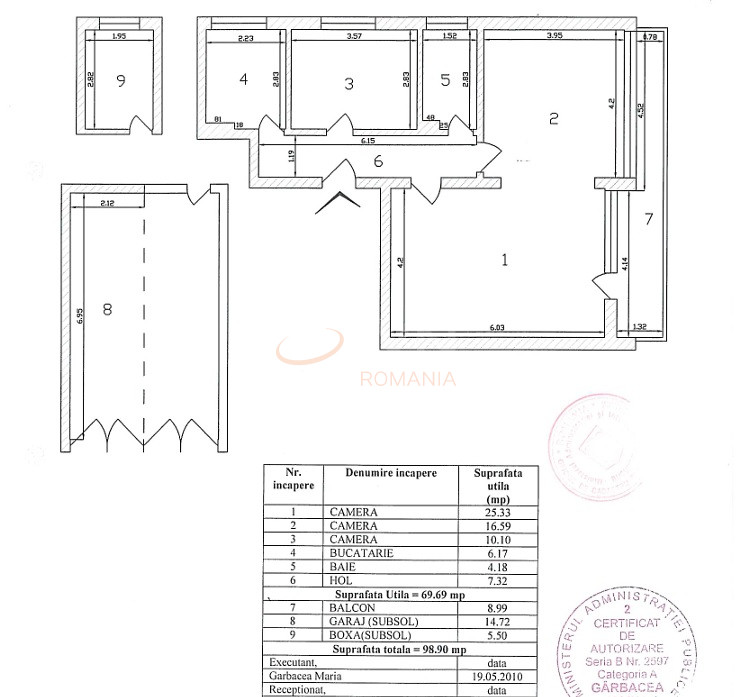 3 camere cu loc parcare subteran inclus Bucuresti/Cotroceni
