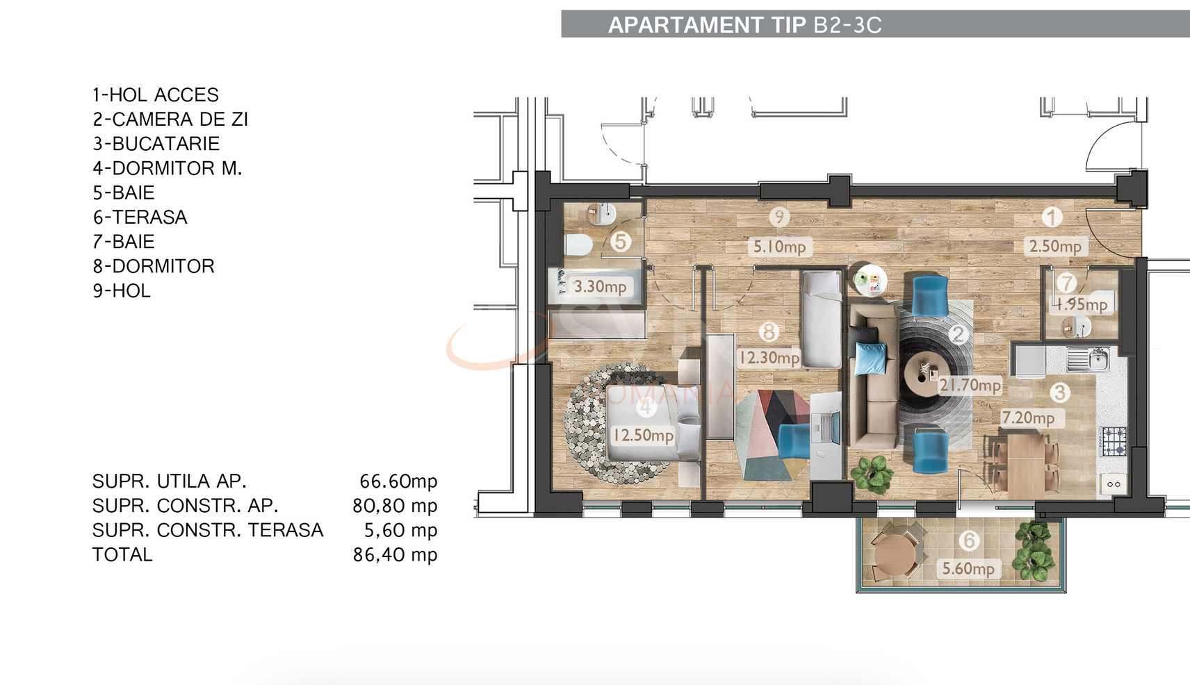 3 camere cu loc parcare subteran inclus Bucuresti/Floreasca
