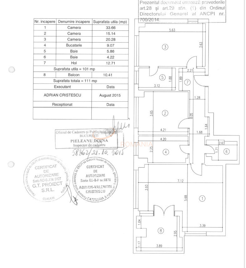 3 camere cu loc parcare subteran inclus Bucuresti/Floreasca