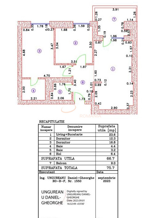 3 camere cu loc parcare subteran inclus Bucuresti/Pipera