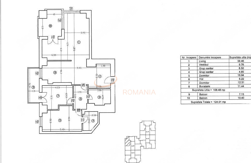 3 camere cu loc parcare subteran inclus Bucuresti/Baneasa