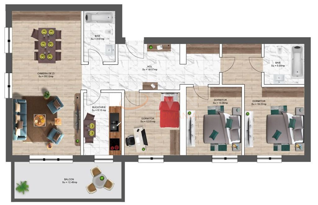 4 camere cu loc parcare exterior inclus Bucuresti/Pipera