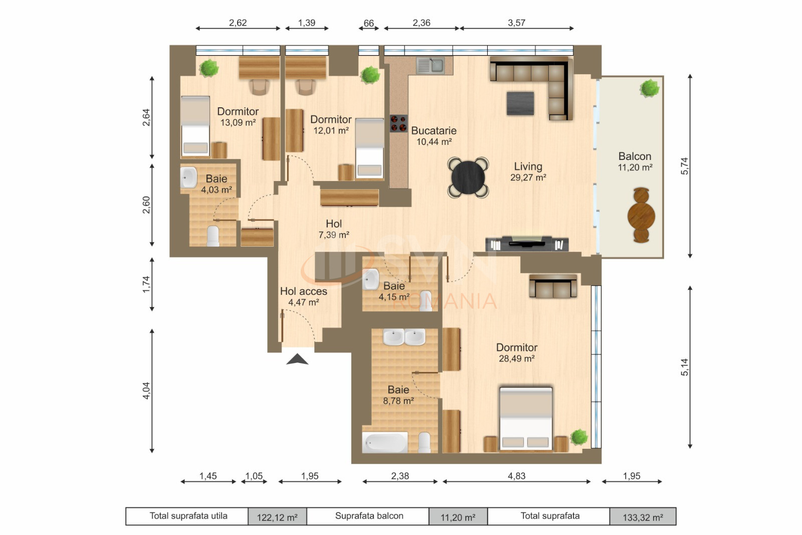 4 camere cu loc parcare subteran inclus Bucuresti/Floreasca