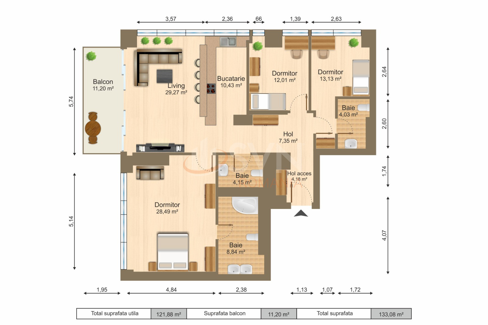 4 camere cu loc parcare subteran inclus Bucuresti/Floreasca