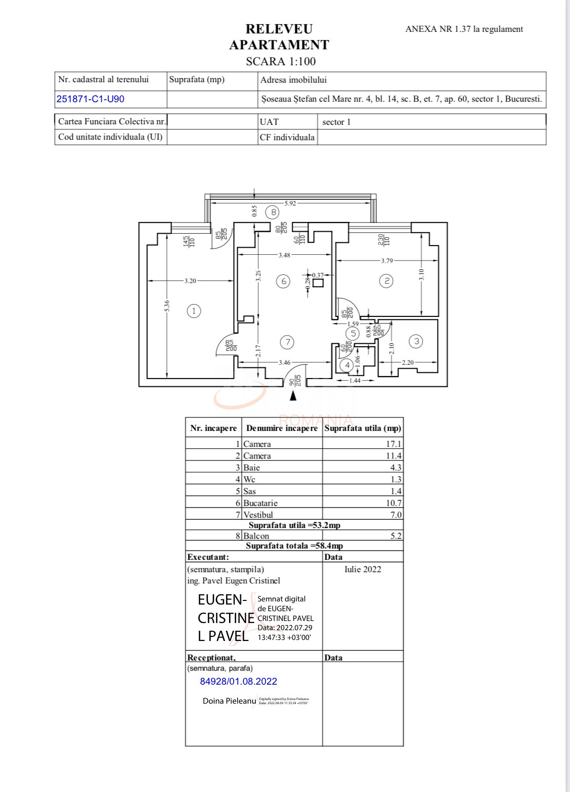 Apartament, 2 camere Bucuresti/Stefan Cel Mare