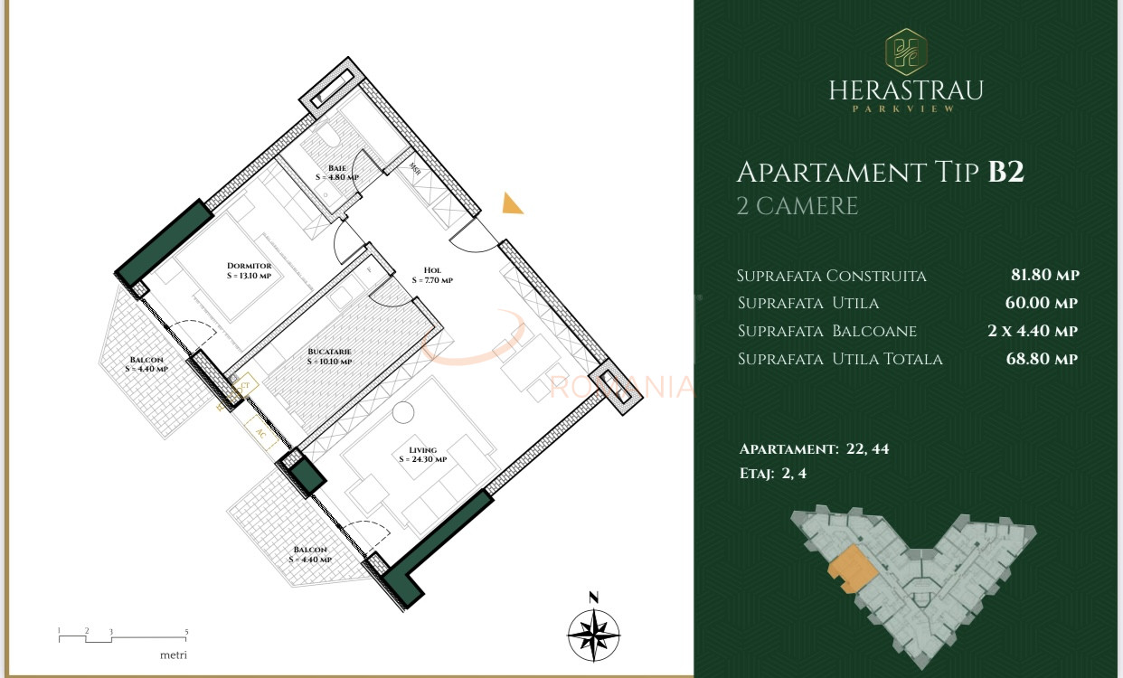 Apartament, 2 camere Bucuresti/Herastrau