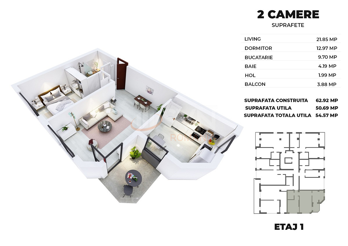 Apartament, 2 camere Bucuresti/Decebal