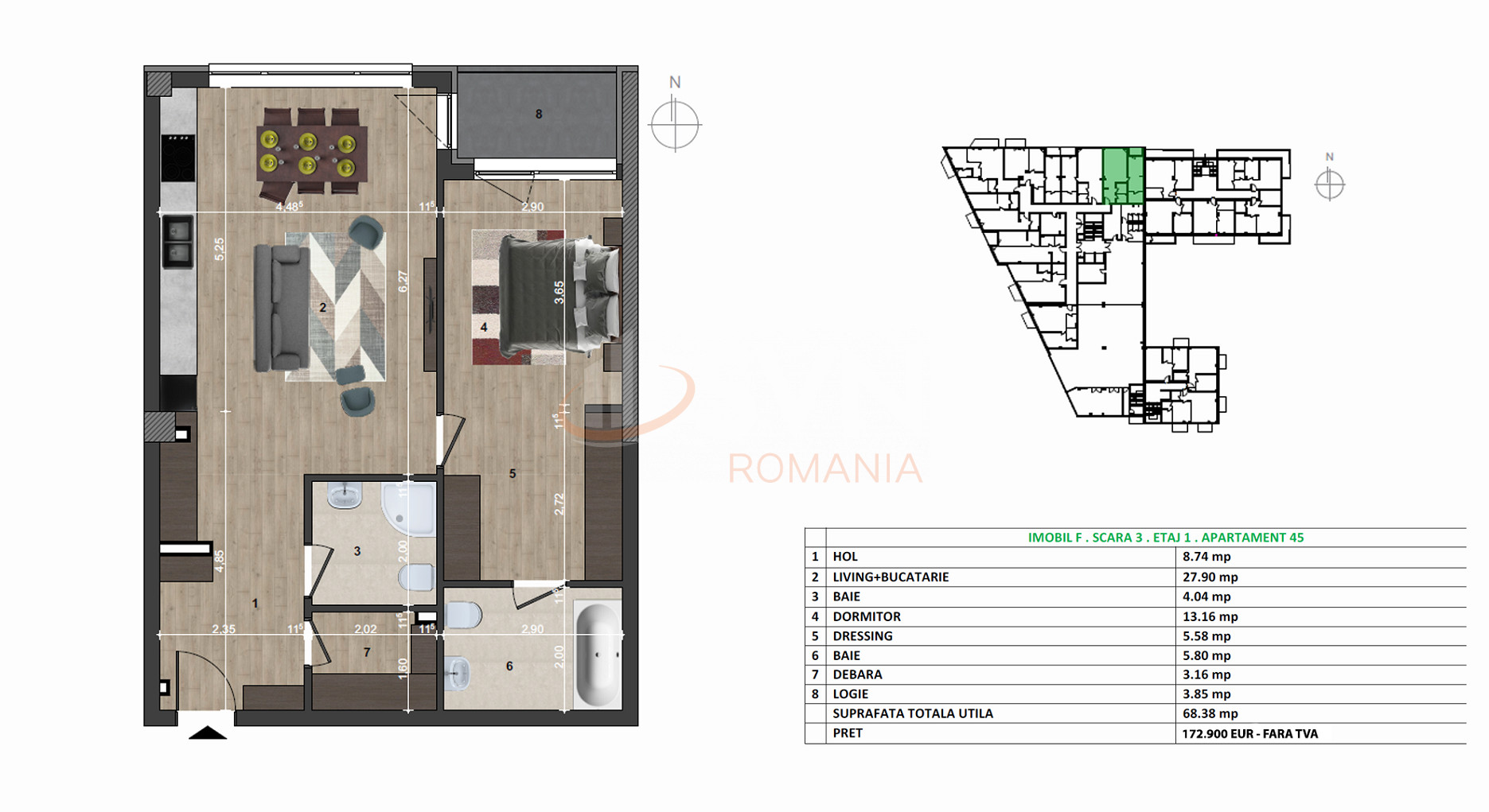 Apartament, 2 camere Cluj/Europa
