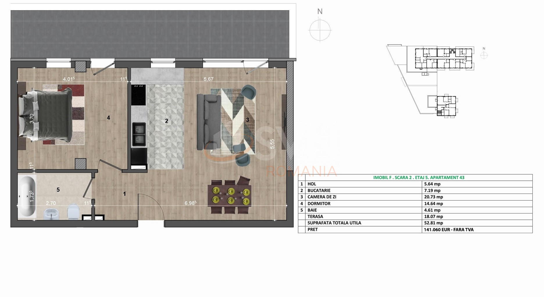 Apartament, 2 camere Cluj/Europa