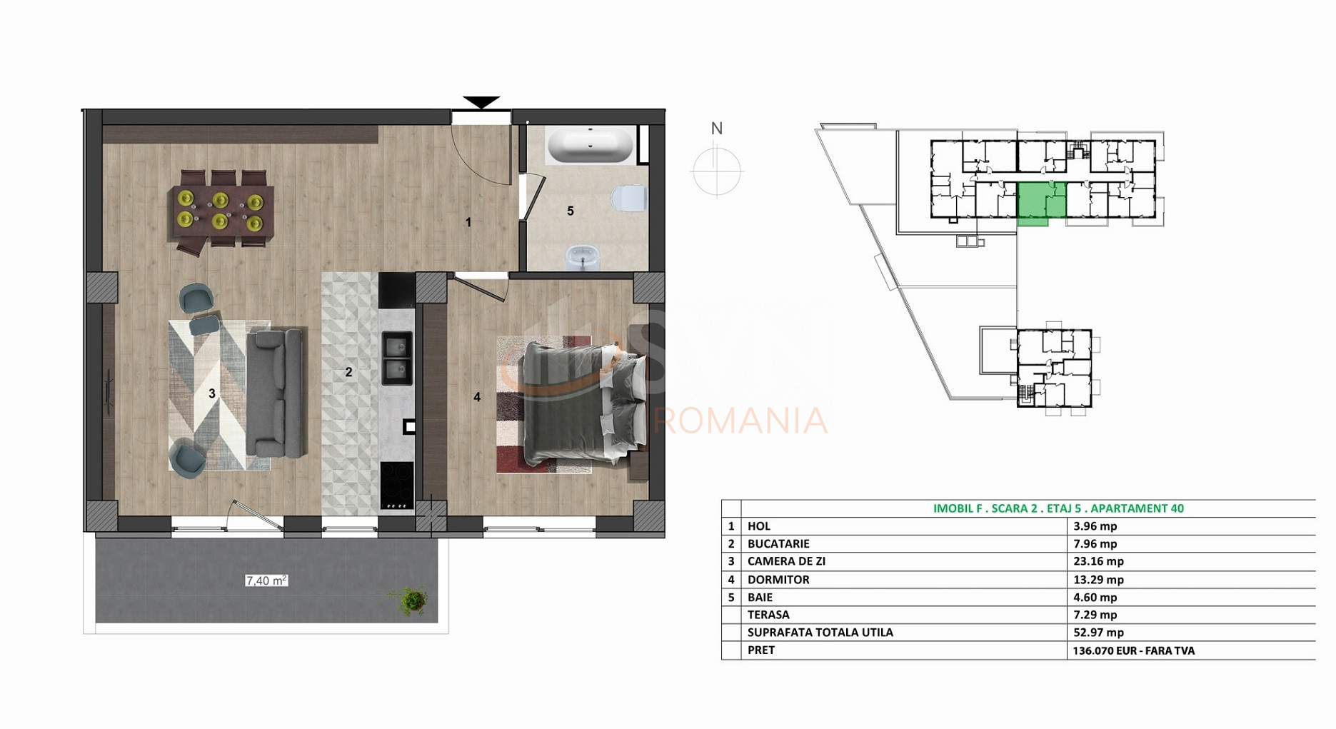 Apartament, 2 camere Cluj/Europa