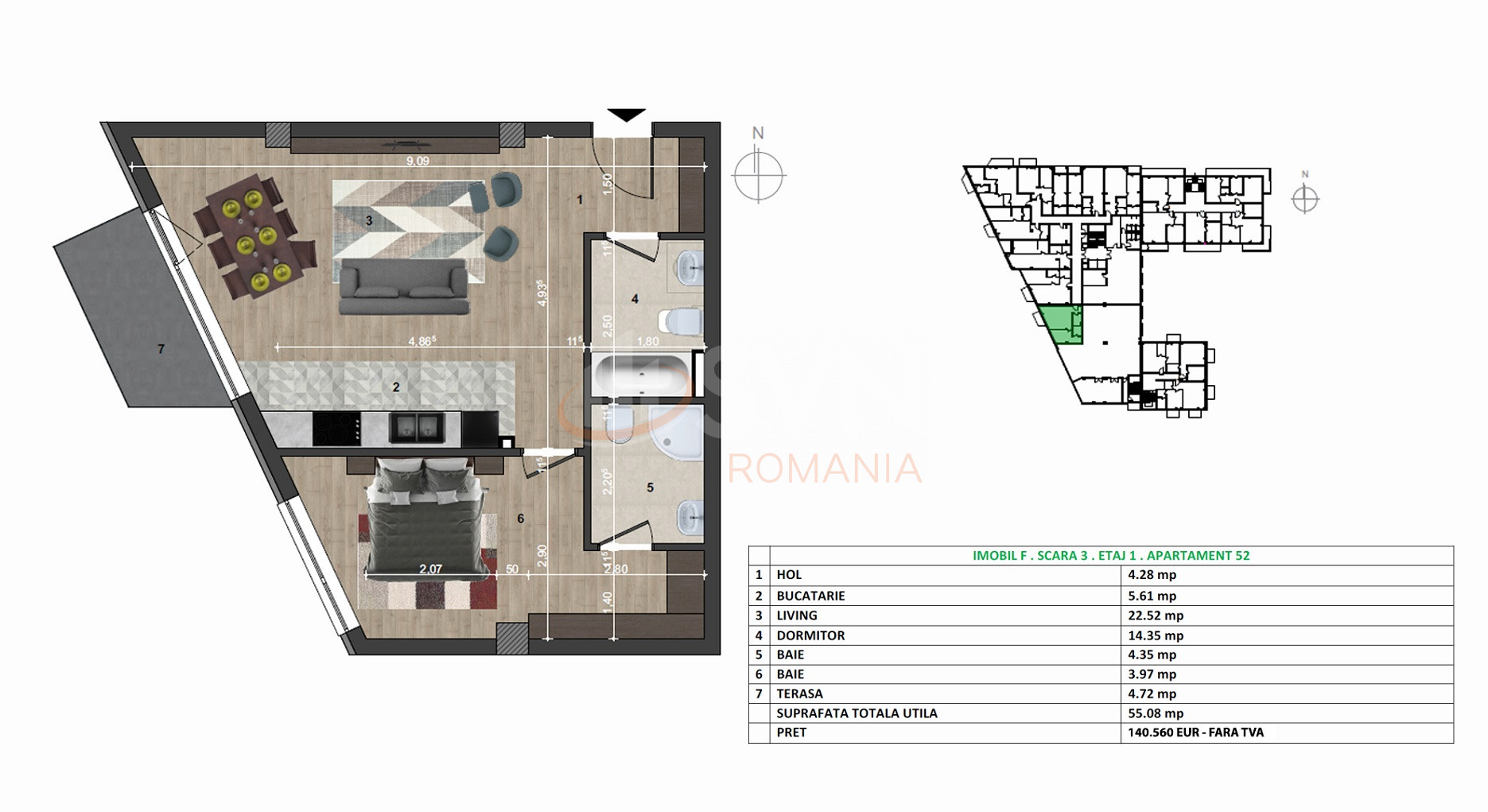 Apartament, 2 camere Cluj/Europa