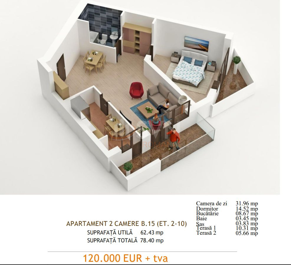 Apartament, 2 camere Bucuresti/Mihai Bravu (s3)