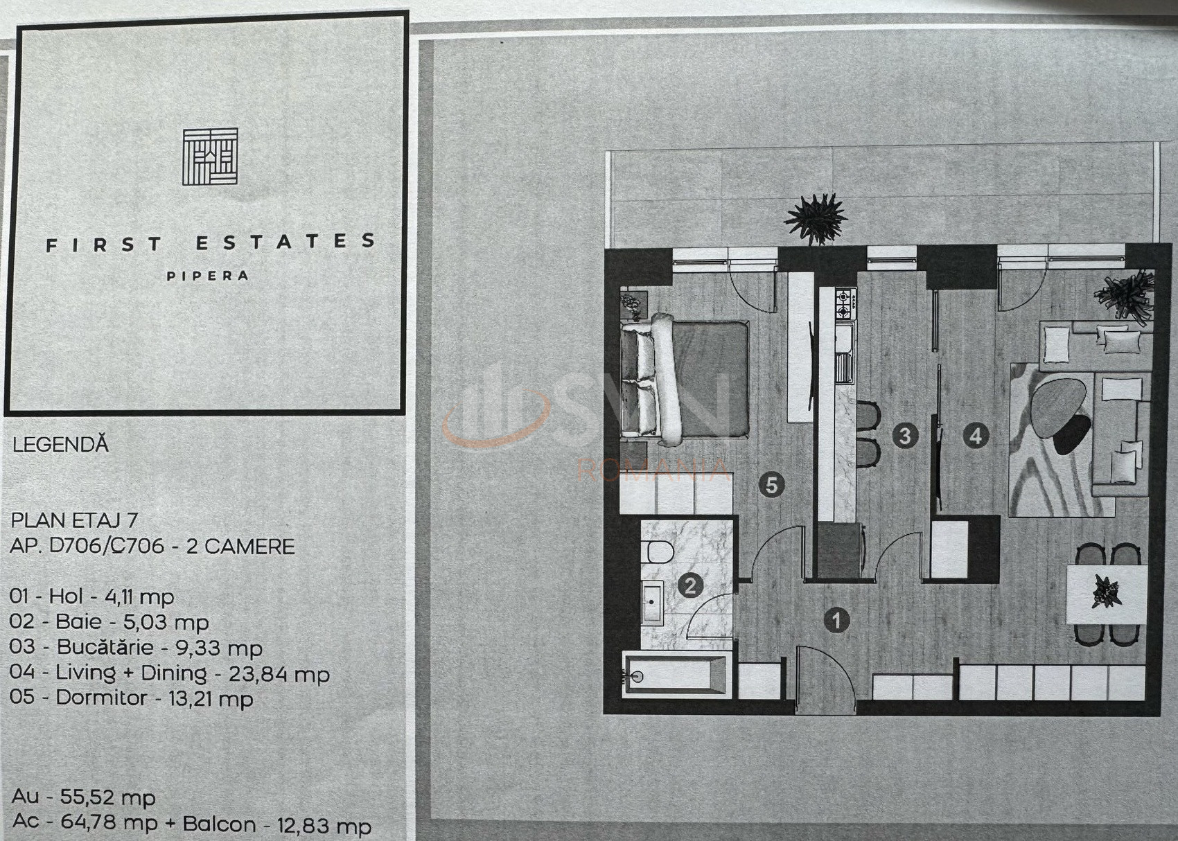 Apartament, 2 camere Bucuresti/Pipera