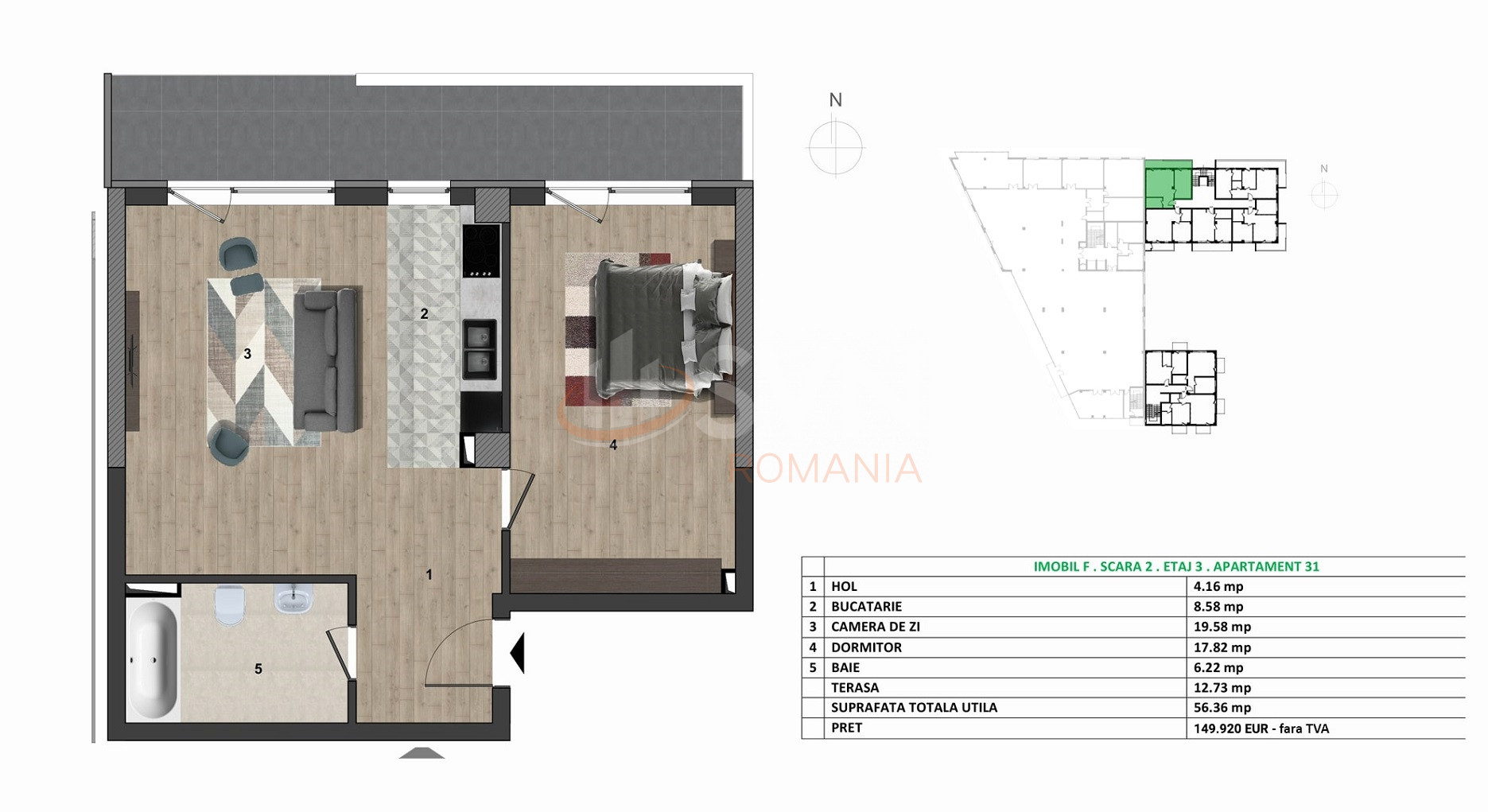 Apartament, 2 camere Cluj/Europa