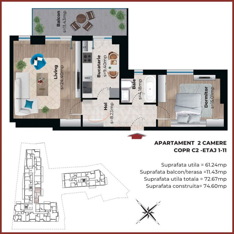 Apartament, 2 camere Bucuresti/Viilor
