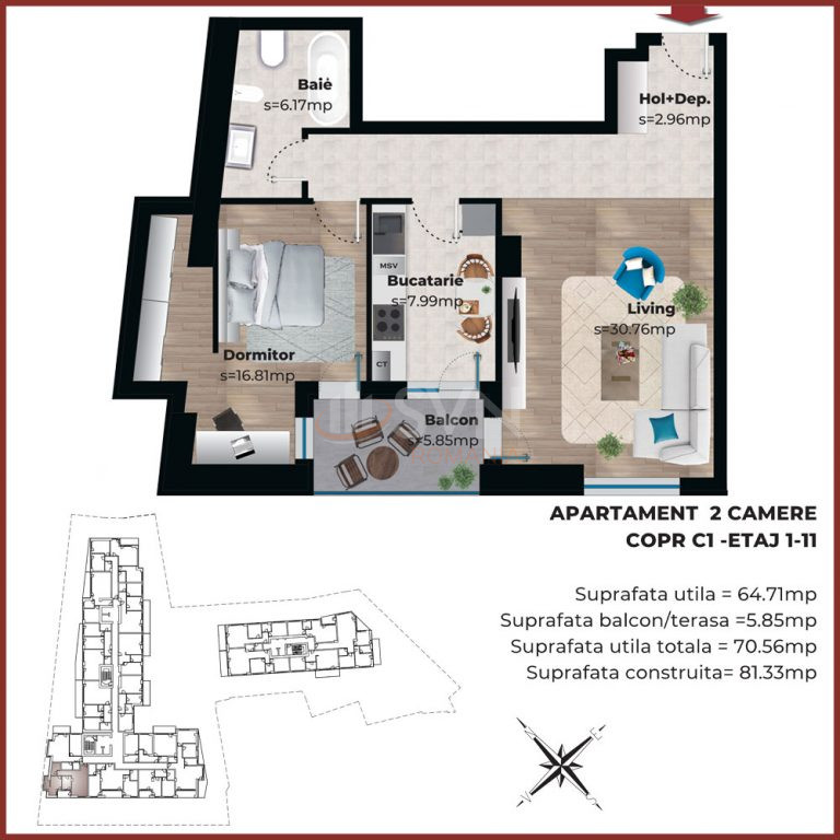 Apartament, 2 camere Bucuresti/Parcul Carol