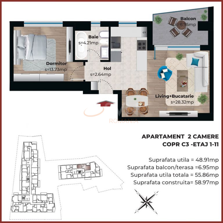 Apartament, 2 camere Bucuresti/Parcul Carol