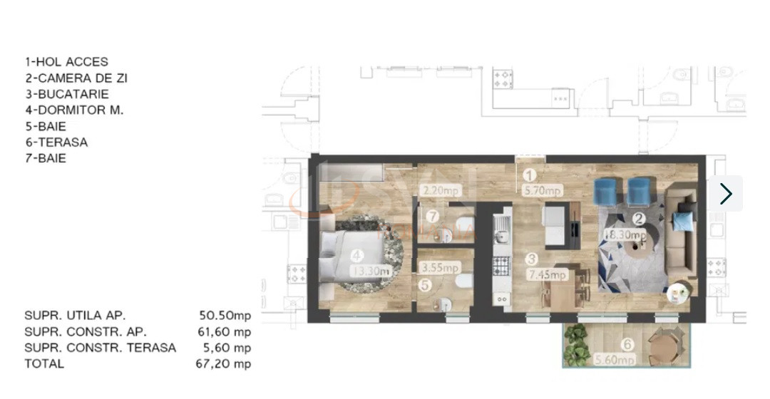 Apartament, 2 camere Bucuresti/Barbu Vacarescu