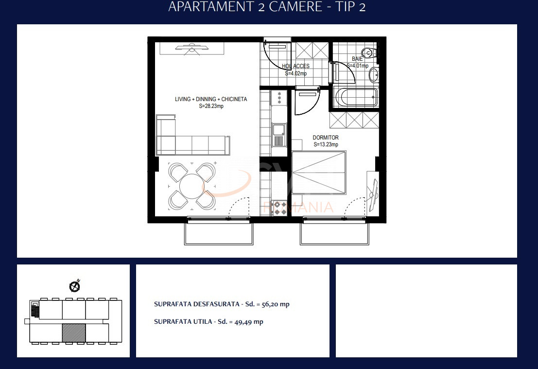 Apartament, 2 camere Bucuresti/Bucurestii Noi