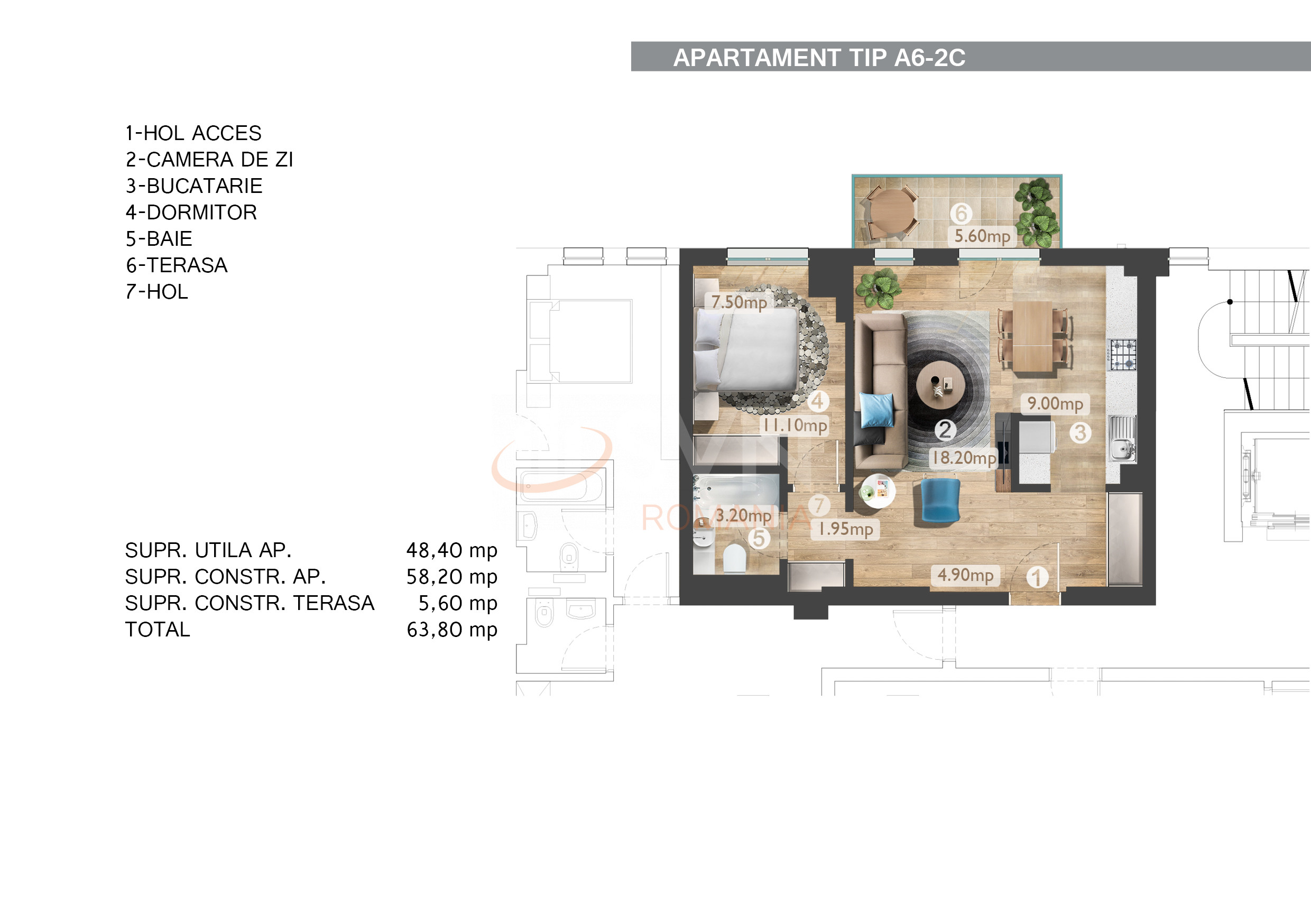 Apartament, 2 camere Bucuresti/Barbu Vacarescu