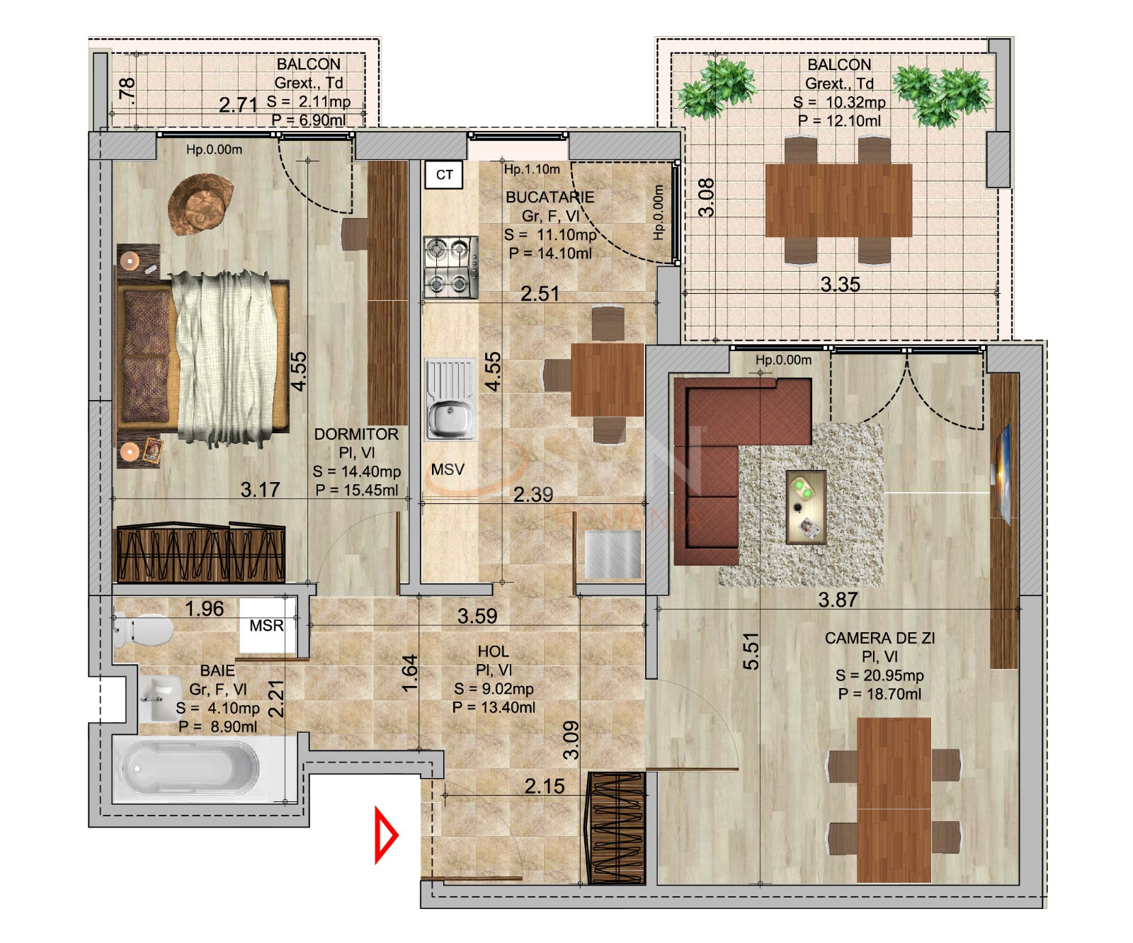 Apartament, 2 camere Bucuresti/Theodor Pallady