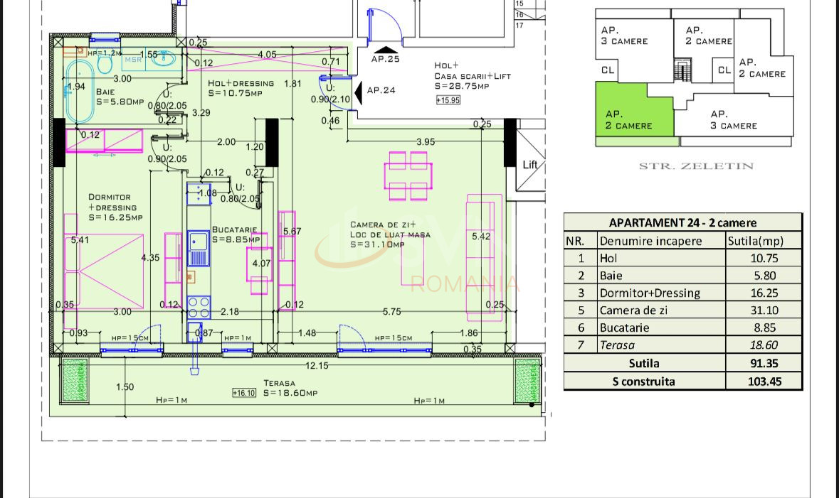 Apartament, 2 camere Bucuresti/Aviatiei