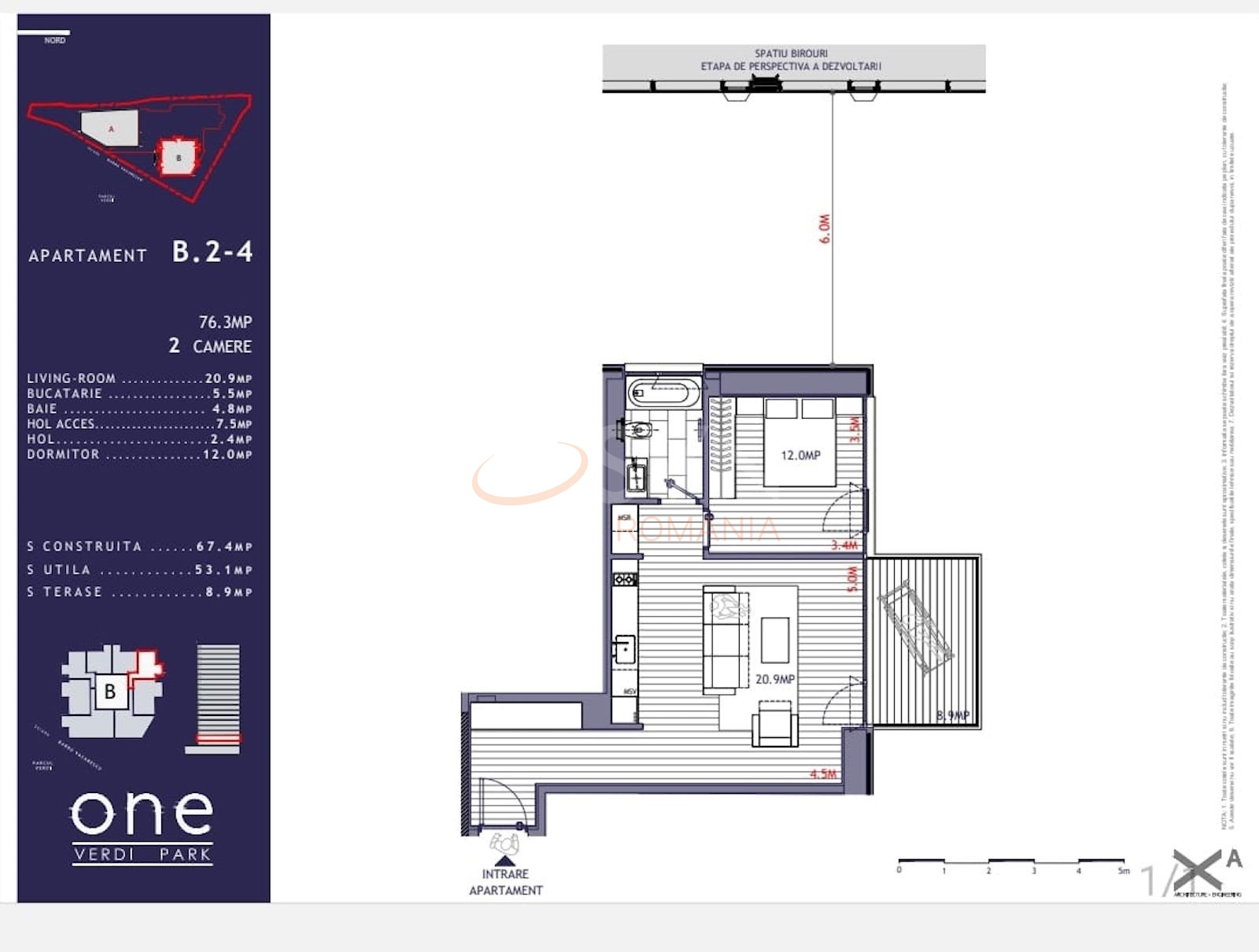 Apartament, 2 camere Bucuresti/Barbu Vacarescu