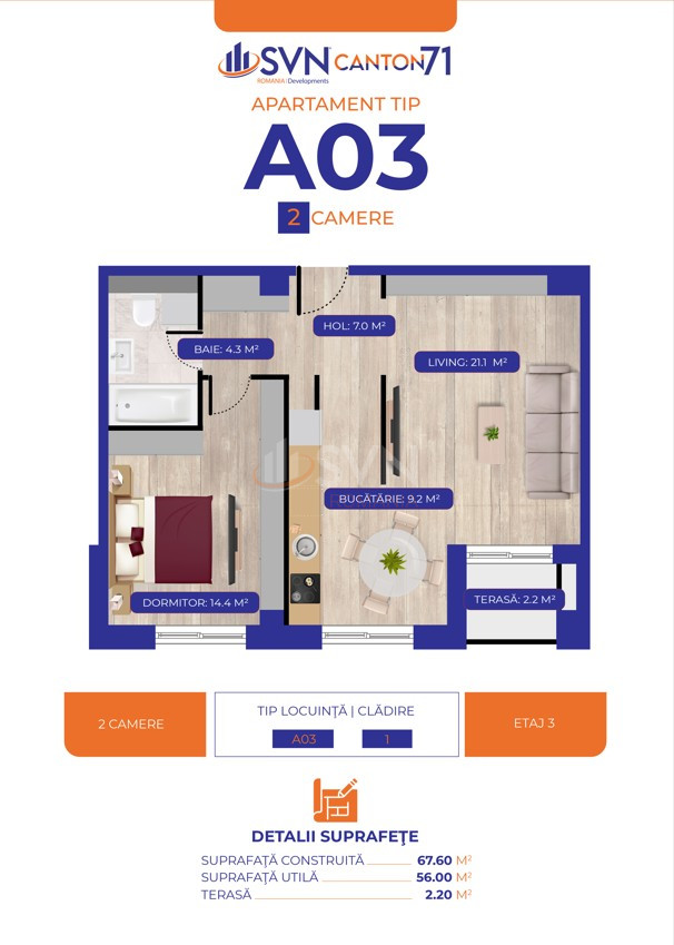 Apartament, 2 camere Bucuresti/Aviatiei