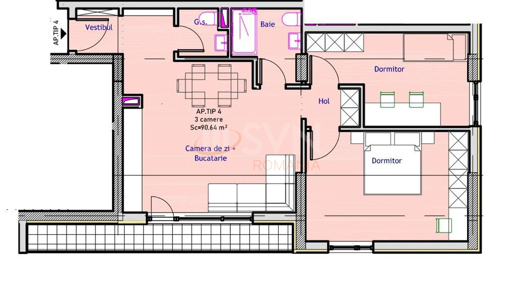 Apartament, 2 camere Bucuresti/Straulesti