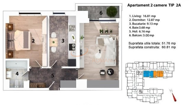 Apartament, 2 camere Bucuresti/Grozavesti