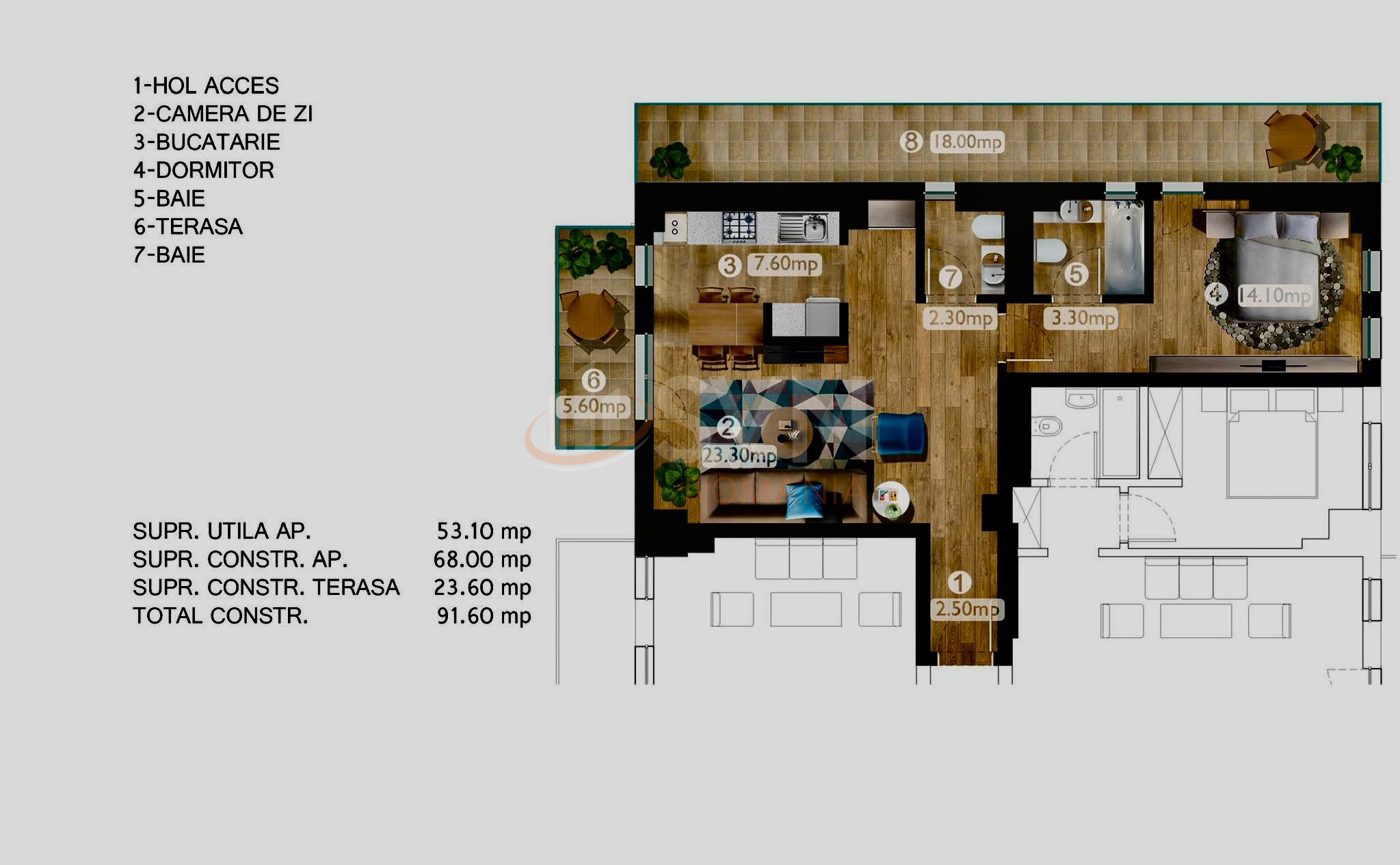 Apartament, 2 camere Bucuresti/Pipera