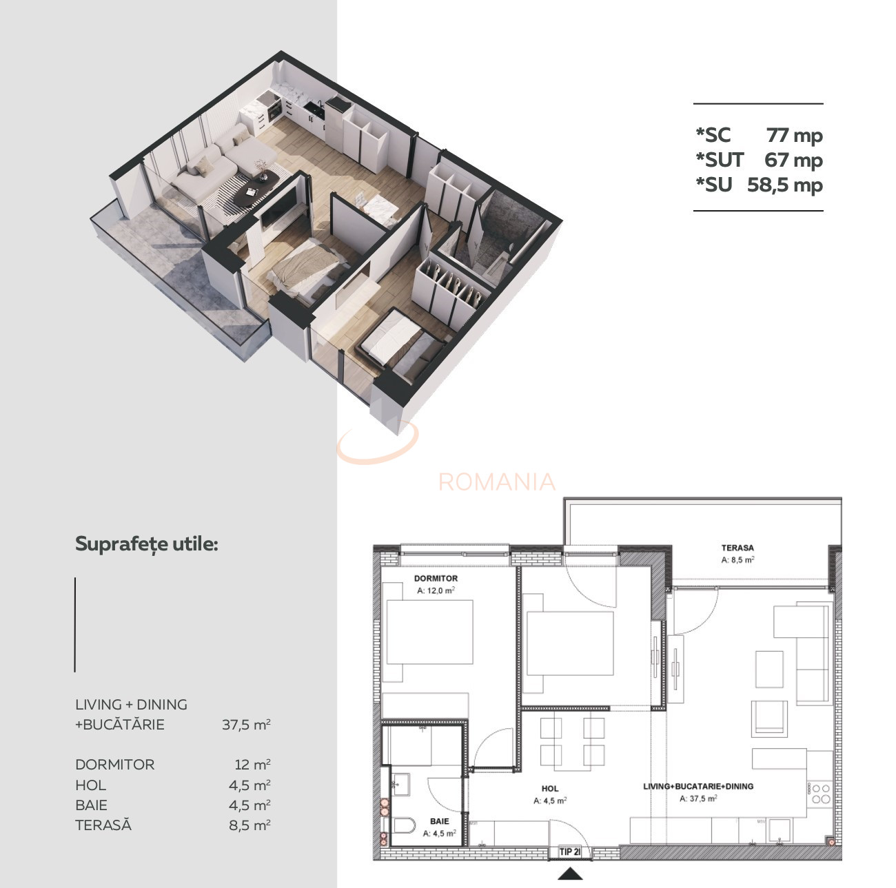 Apartament, 2 camere Bucuresti/Aviatiei