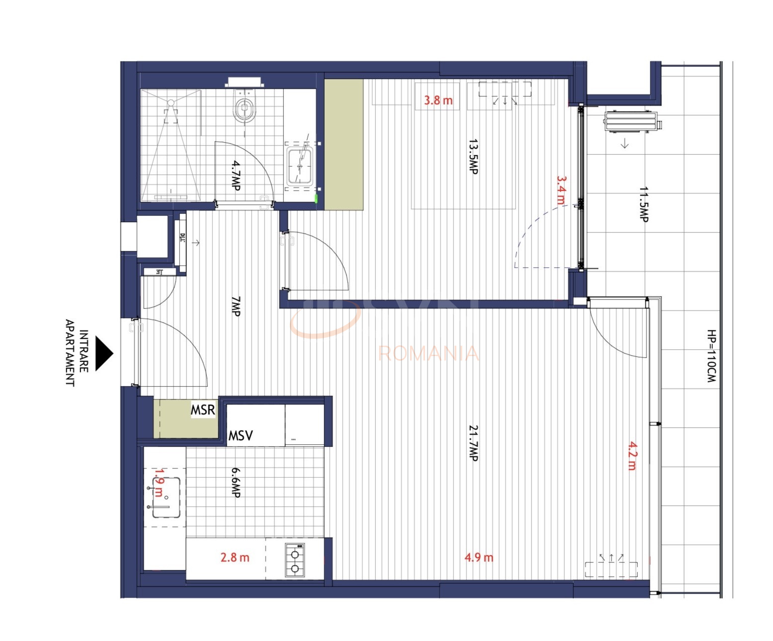 Apartament, 2 camere Bucuresti/Barbu Vacarescu